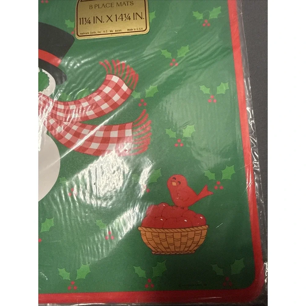 Vintage Hallmark Christmas Paper Placemats(16)Snowman Cardinal NIP 11.25